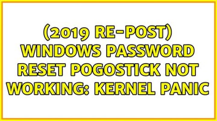 (2019 Re-Post) Windows password reset pogostick not working: kernel panic