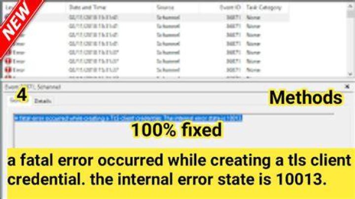 A fatal error occurred while creating a TLS client credential. The internal error state is 10013