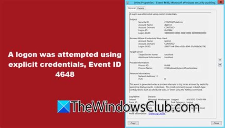 A logon was attempted using explicit credentials. event ID 4648