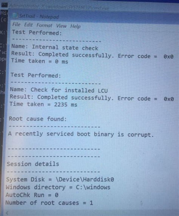 "A recently served boot binary is corrupt"