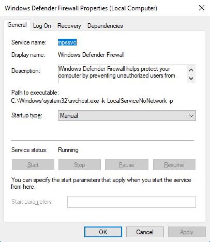 A way to stop MpsSvc (Windows Firewall) service in Windows 10