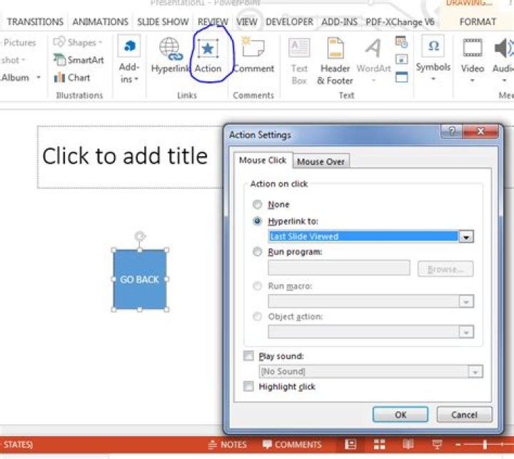 Add a back hyperlink in powerpoint