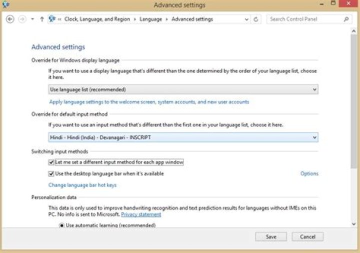 Advanced Settings for Microsoft IME