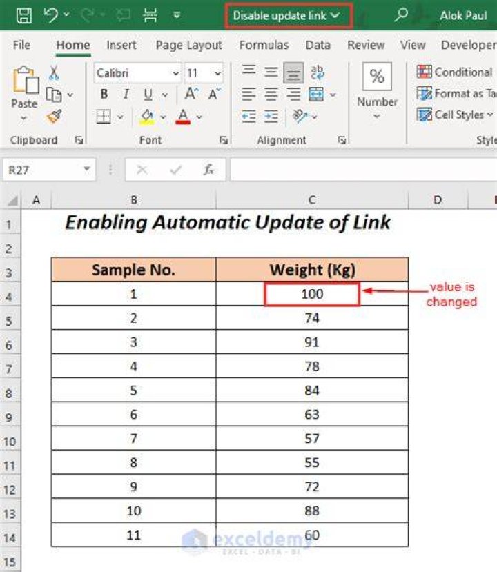 Auto: enable automotic update of links Ms-Excel?