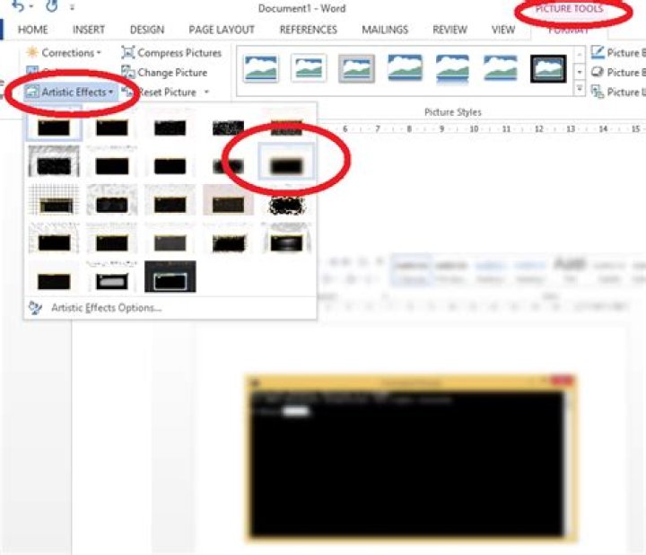 Blurring an image in Word 2013 while it has been placed
