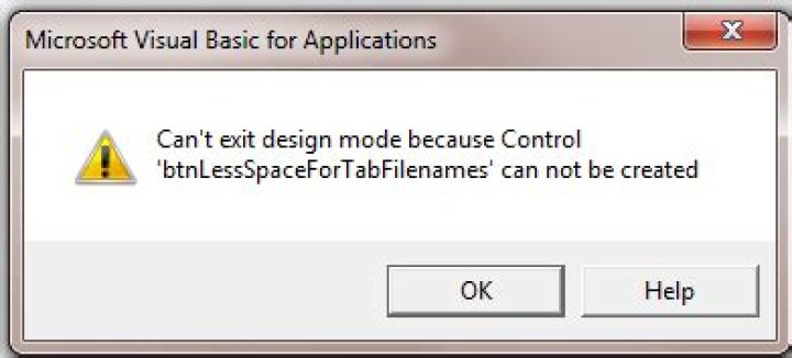 Can't exit design mode because Control 'xxxx' can not be created