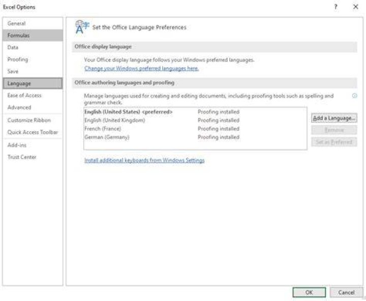Cannot change Excel language to a language different from Windows language?