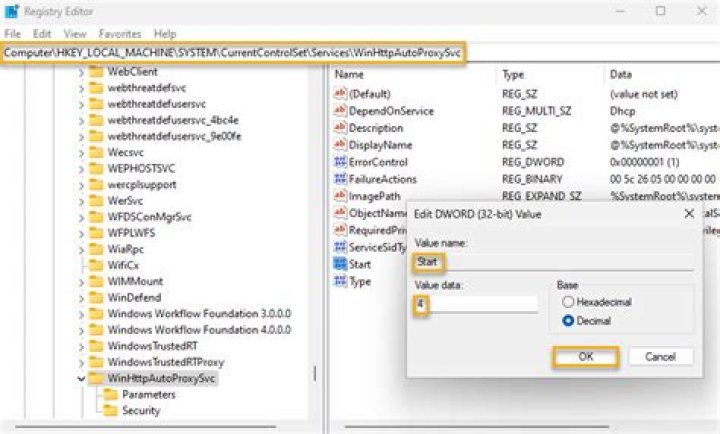 Cannot disable the WinHttpAutoProxySvc service