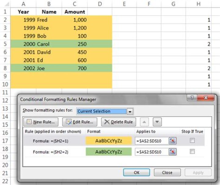 Change Fill Color for Entire Row when Value in a Cell Changes