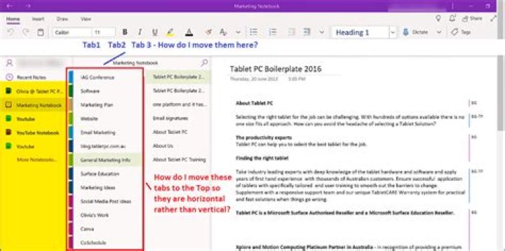 Change Layout of OneNote App - Move Tabs Horizontal instead of Vertical Left Pane