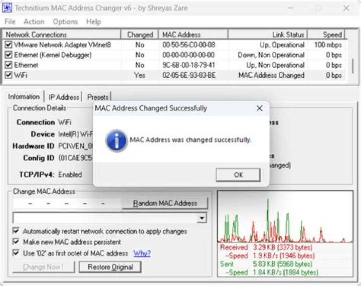 Change Mac Address on Wireless NIC
