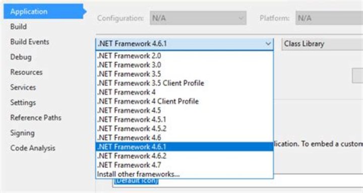 Change target framework to ".Net Standard"