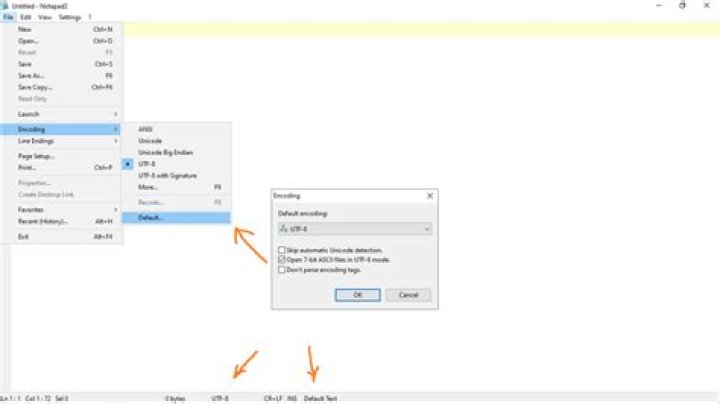 Change the default of encoding in Notepad