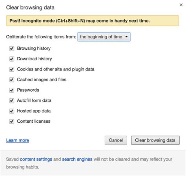 Clearing just cache without removing history, saved credentials