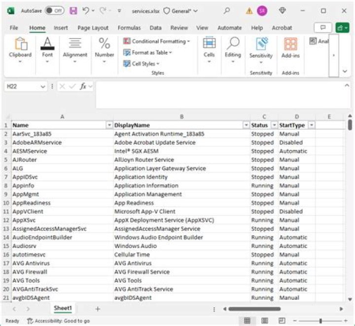 Command prompt output to Excel file in arranged format
