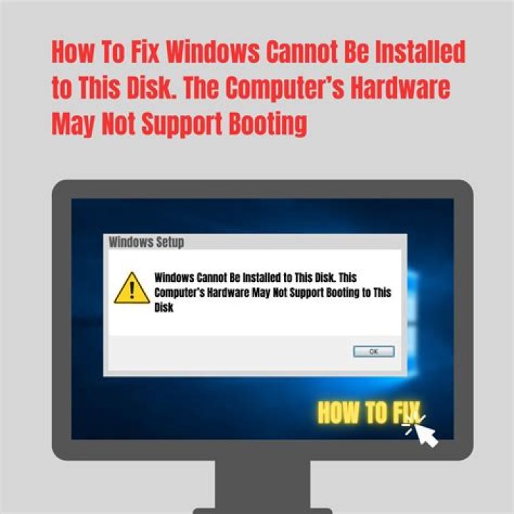 "Computer's hardware may not support booting to this disk" when trying to install Windows 10