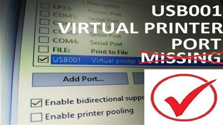 Computer does not have USB001 Virtual Printer Port for USB