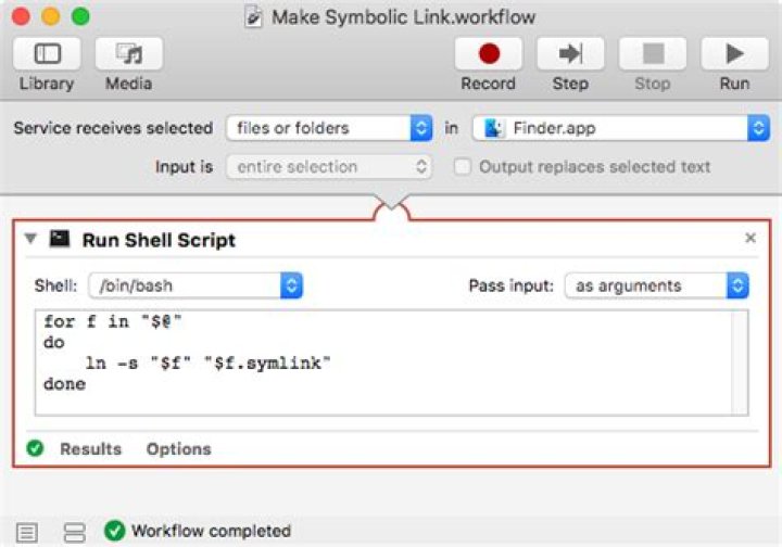 Create a symbolic link in the Mac OS X Finder