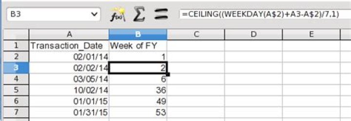 Determine week in fiscal year in Excel