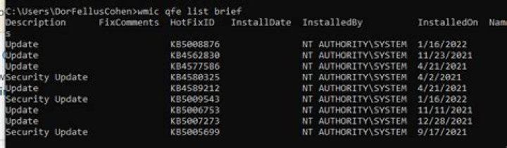 Difference between WUA IUpdateSearcher and wmic qfe