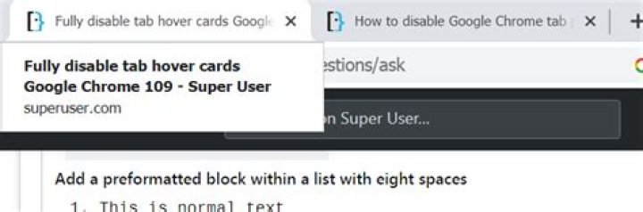 Disable Tab Hover Card in Google Chrome
