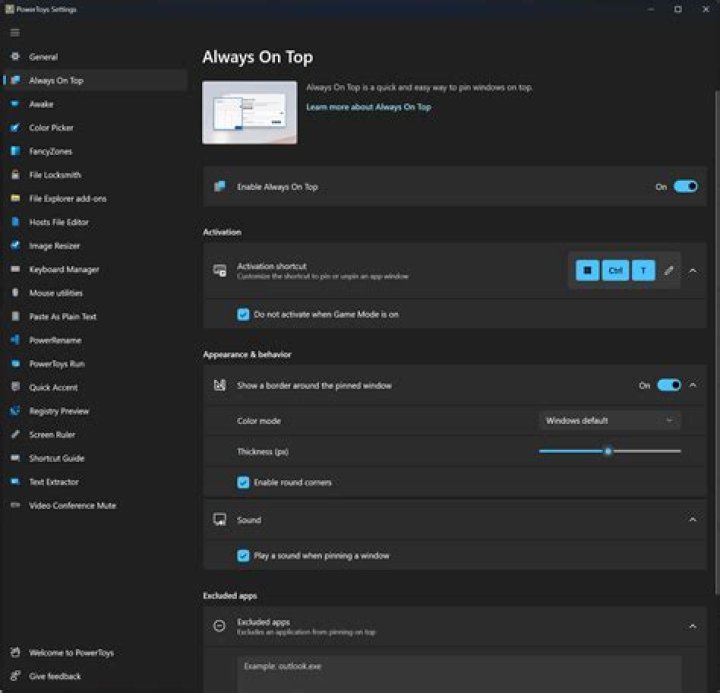 Disable window always-on-top