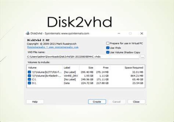Disk2VHD Backup/Imaging Software
