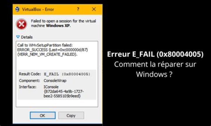 E_FAIL (0x80004005) when running Linux through Windows 8 Virtualbox