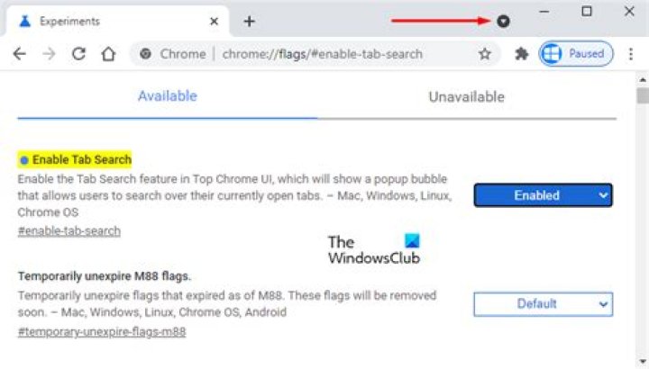 "Enable Tab Search" not in chrome://flags