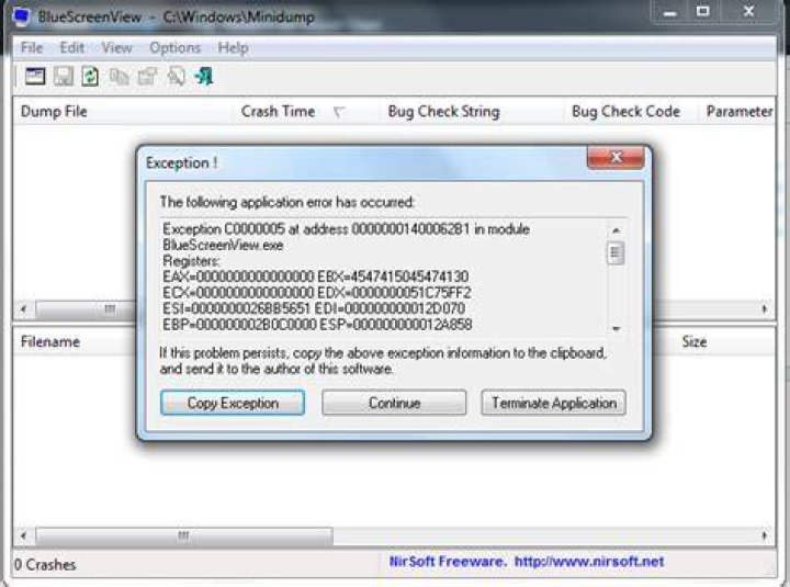 Error analysing memory dump in bluescreenview