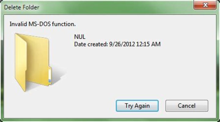 Error deleting folder named NUL