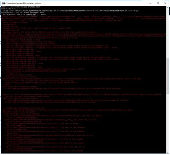 Error with dlib installation in Windows 10 with Anaconda and Python 3.7.3