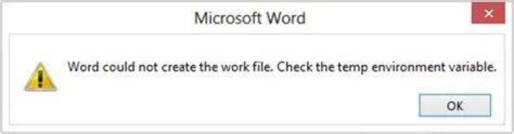 Every time I open Word 2016 I get the error Word could not create the work file. Check the temp environment variable