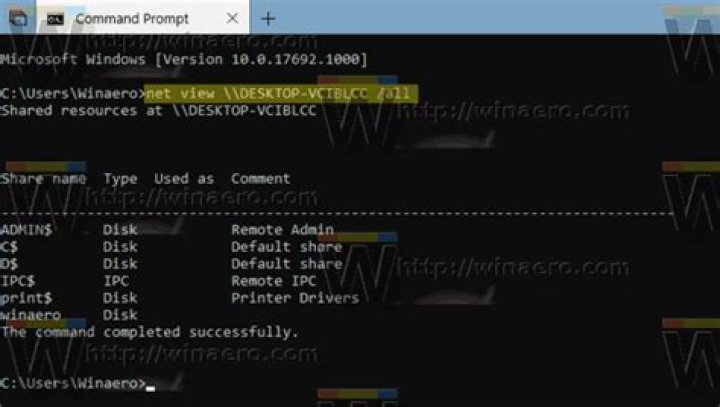 Explain Windows "net view" command switches