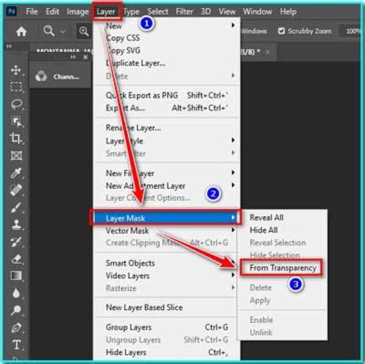 Extracting the layer transparency into an editable layer mask in Photoshop