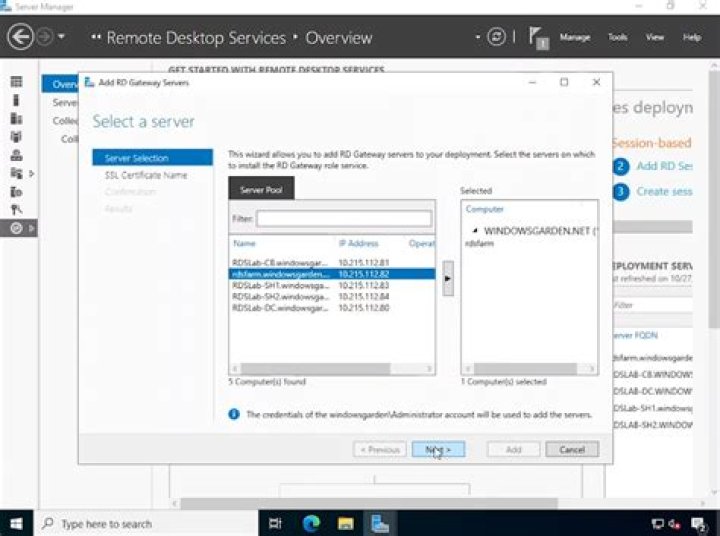 Find remote desktop gateway server