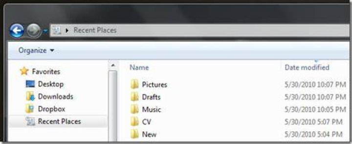 Folders not being added to Windows 7 Recent Places