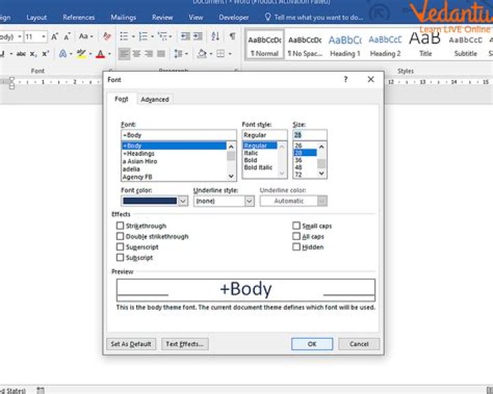 formatting options