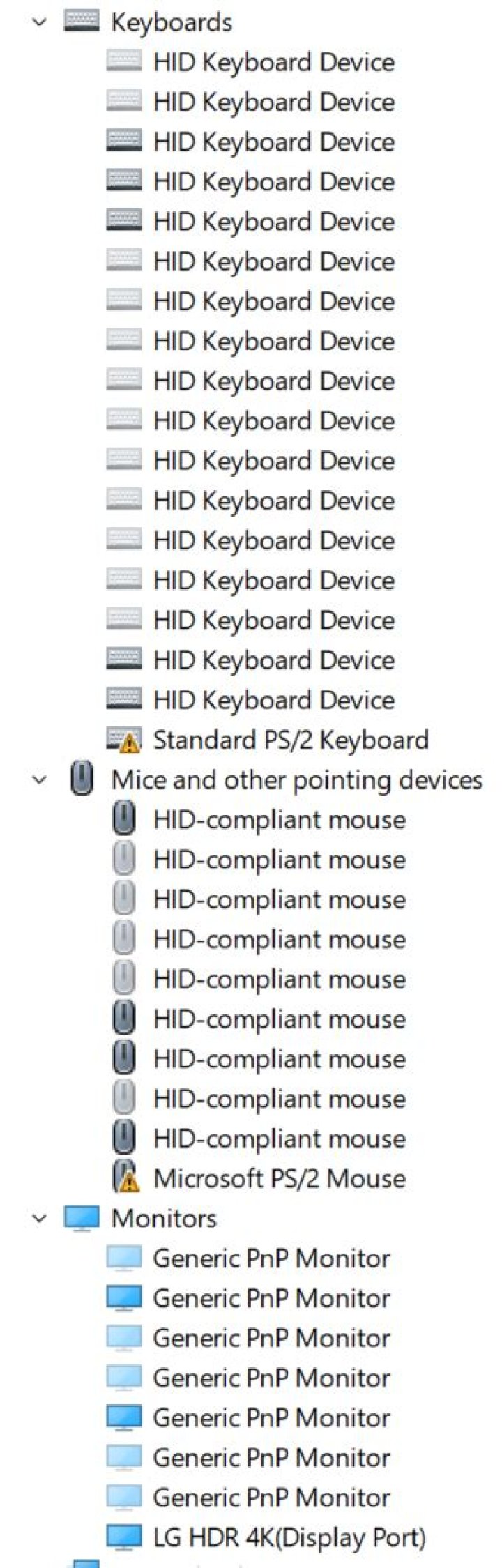 Four different HID Keyboard Device in Device Manager?