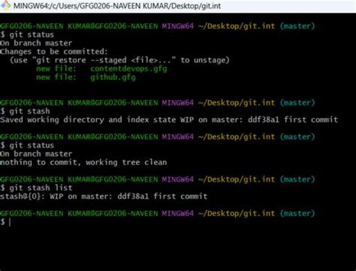 Git: Performing a diff between two stashes