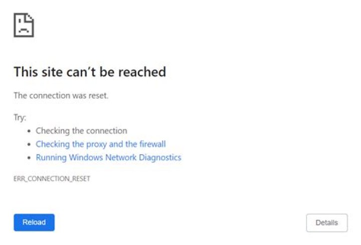 Google chrome gives Connection was reset