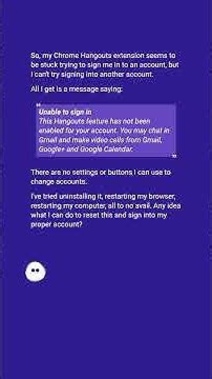 Google Hangouts Stuck and Unable to Sign in
