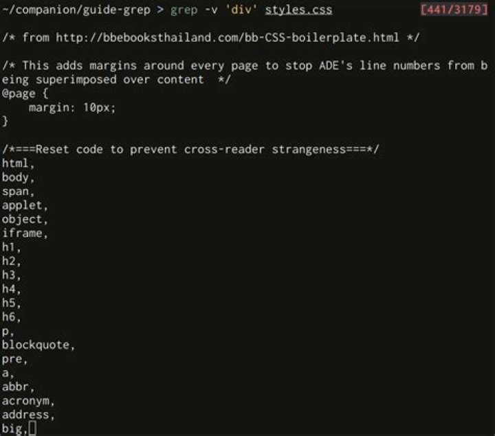 Grep get everything except matching
