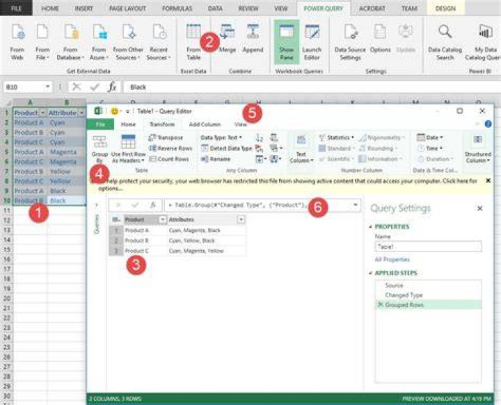 Grouping labels and concatenating their text values (like a pivot table)