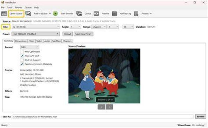 Handbrake output directory to include Title folder