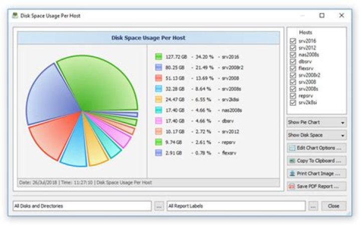 Host disk space usage