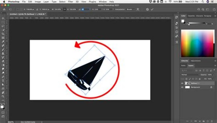 How can I 3D-rotate an image around the y-axis in Photoshop?