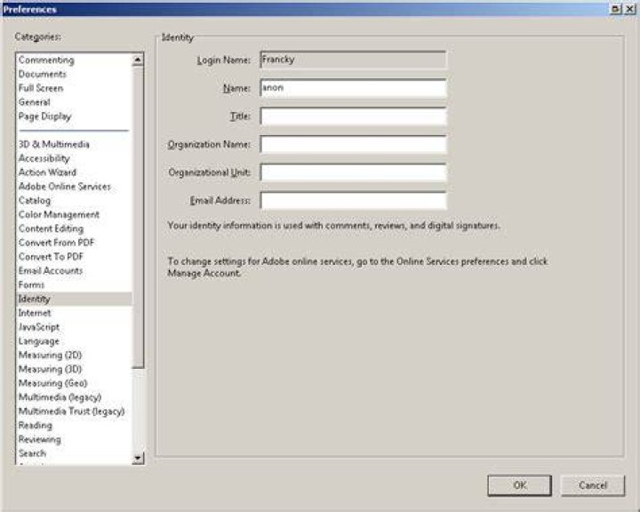 How can I change the default commentator name in Adobe Acrobat XI Pro?