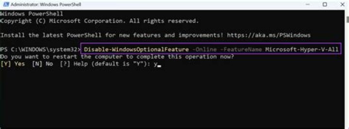 How can I disable Hyper-V using windows powershell?