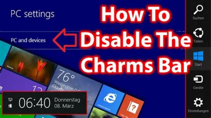 How can I disable the Windows 8 charms bar?
